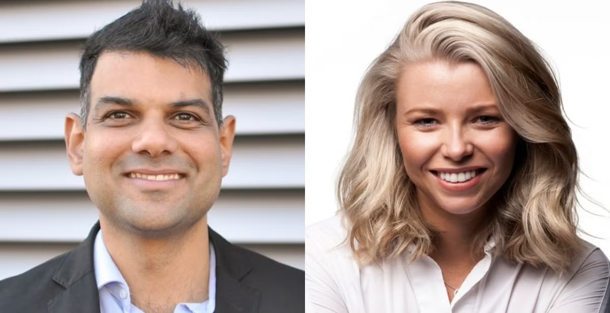 A side-by-side portrait of a man and woman representing marketing leadership roles.
