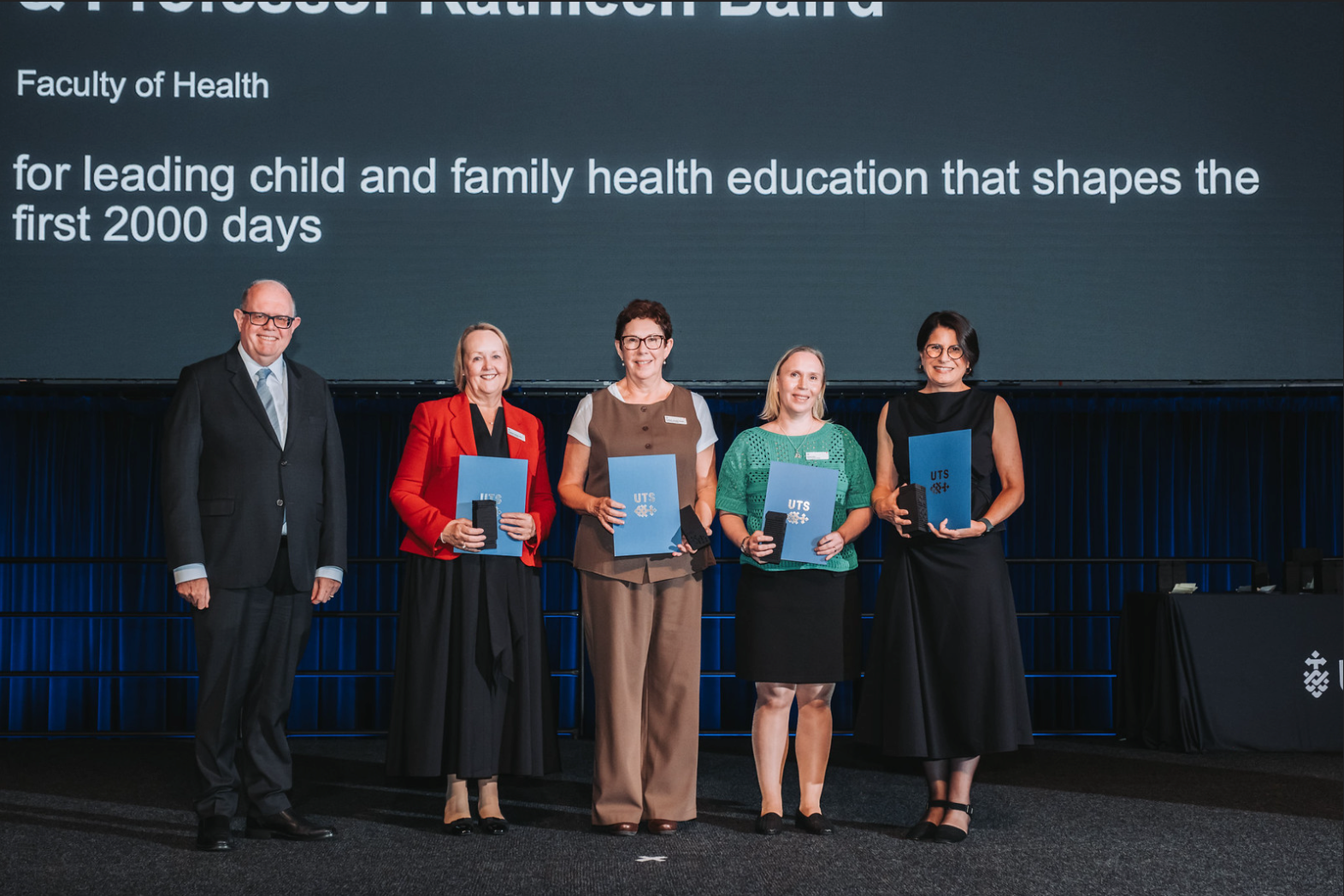 The UTS Western Centre for Child and Family Health team receives the Team Teaching Award at the 2026 UTS Vice-Chancellor's Learning and Teaching Awards.