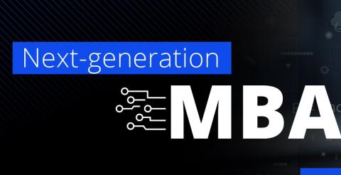 Banner with the text 'Next-generation MBA,' highlighting future-focused MBA programs.
