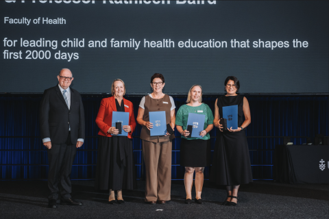 The UTS Western Centre for Child and Family Health team receives the Team Teaching Award at the 2026 UTS Vice-Chancellor's Learning and Teaching Awards.