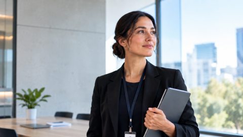 Health services manager working in a contemporary healthcare environment.