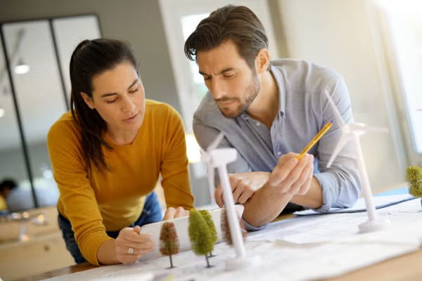 A man and woman discussing